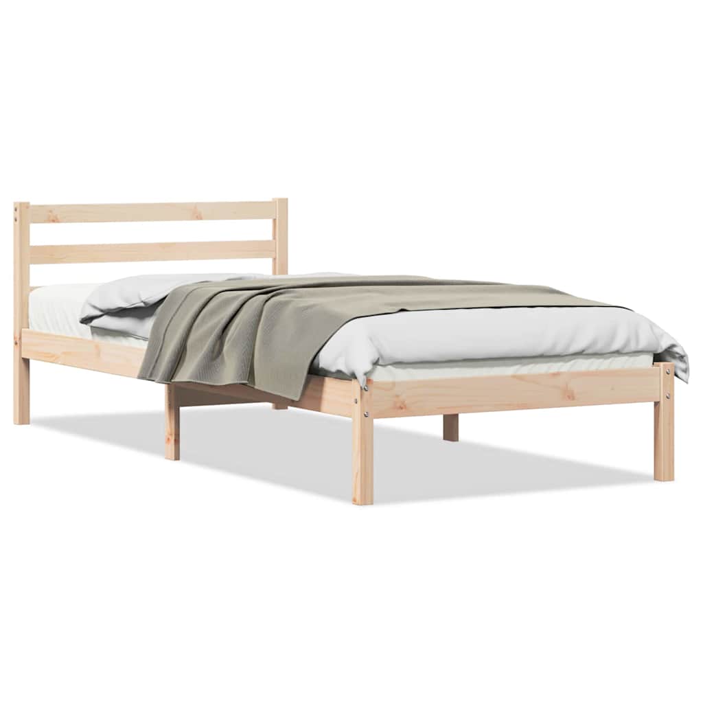 Bed Frame Brown 225.5 x 95.5 x 69.5 cm Solid Pine Wood