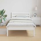 Bed Frame White 225.5 x 105.5 x 69.5 cm Solid Pine Wood