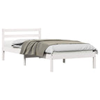 Bed Frame White 225.5 x 105.5 x 69.5 cm Solid Pine Wood