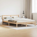 Bed Frame Brown 225.5 x 145.5 x 69.5 cm Solid Pine Wood