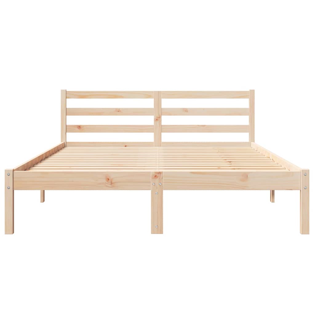 Bed Frame Brown 225.5 x 145.5 x 69.5 cm Solid Pine Wood