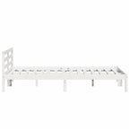 Bed Frame White 225.5 x 145.5 x 69.5 cm Solid Pine Wood