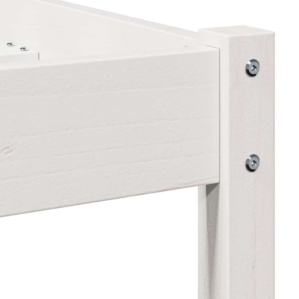 Bed Frame White 225.5 x 165.5 x 69.5 cm Solid Pine Wood