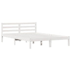 Bed Frame White 225.5 x 165.5 x 69.5 cm Solid Pine Wood