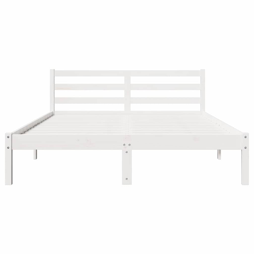 Bed Frame White 225.5 x 165.5 x 69.5 cm Solid Pine Wood