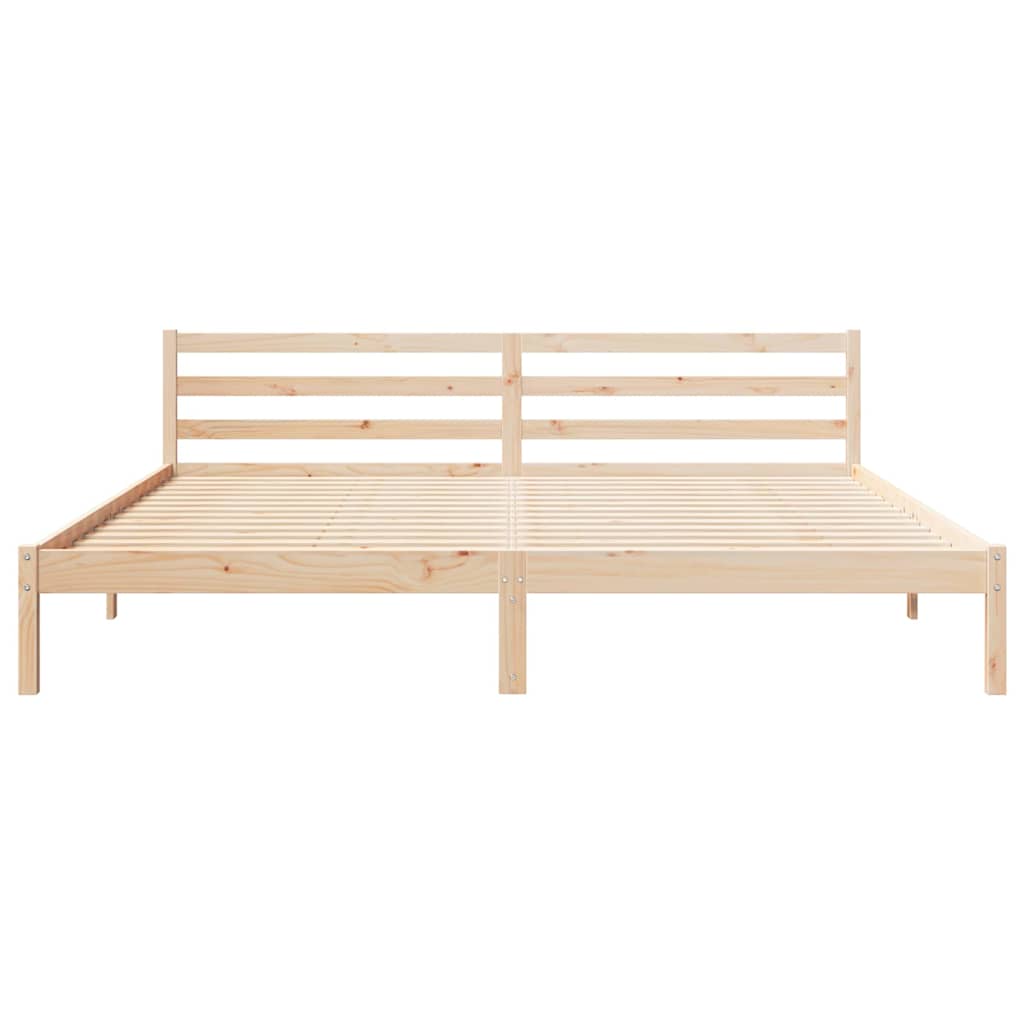Bed Frame Brown 225.5 x 185.5 x 69.5 cm Solid Pine Wood