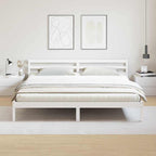 Bed Frame White 225.5 x 205.5 x 69.5 cm Solid Pine Wood
