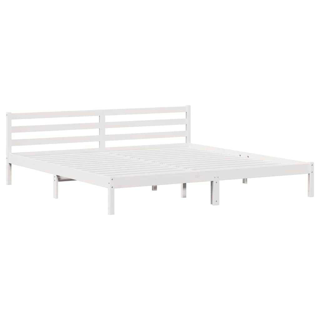 Bed Frame White 225.5 x 205.5 x 69.5 cm Solid Pine Wood