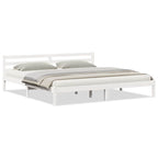 Bed Frame White 225.5 x 205.5 x 69.5 cm Solid Pine Wood