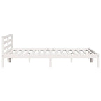 Bed Frame White 225.5 x 205.5 x 69.5 cm Solid Pine Wood