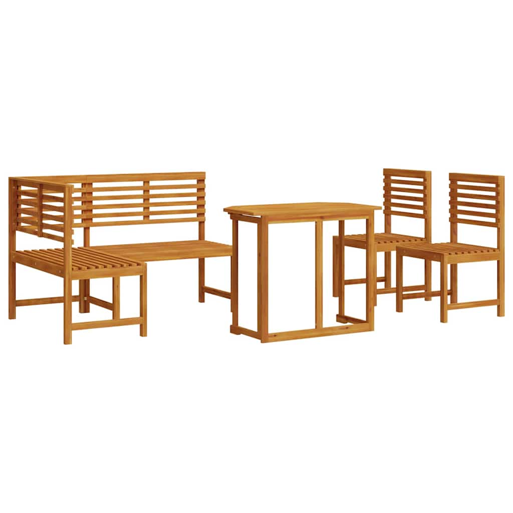 Garden Bench Set 4 pcs Brown Solid acacia wood