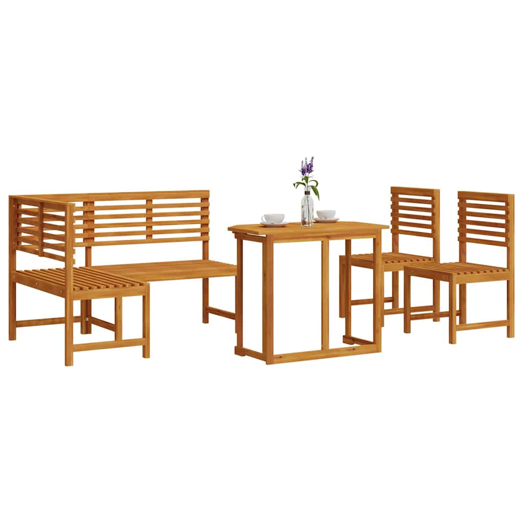 Garden Bench Set 4 pcs Brown Solid acacia wood