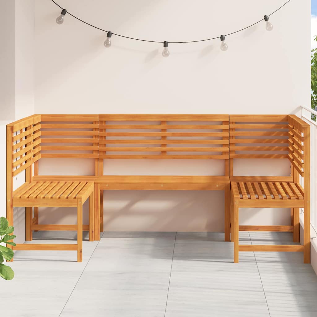 Garden Bench Set 5 pcs Brown Solid Acacia Wood