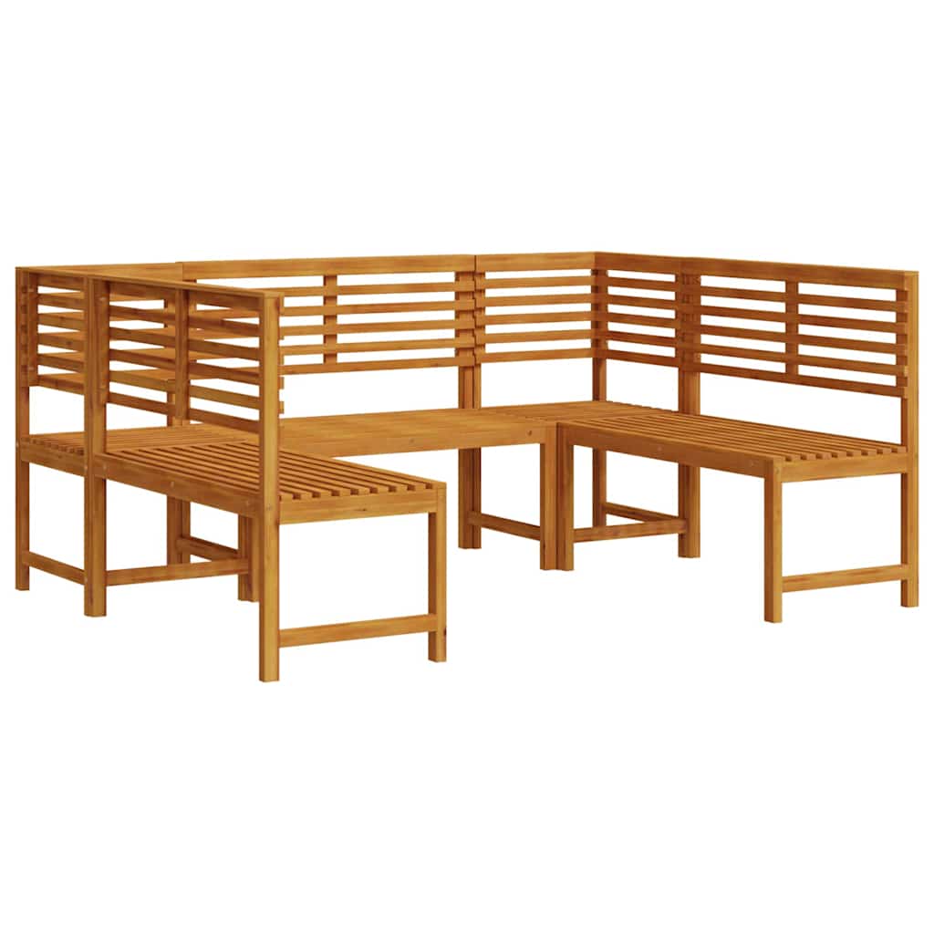 Garden Bench Set 5 pcs Brown Solid Acacia Wood
