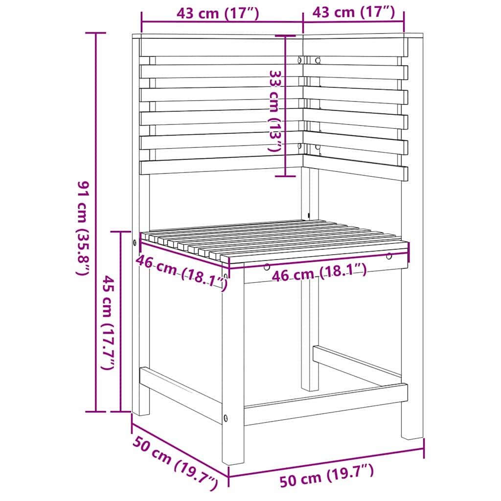 Garden Bench Set 5 pcs Brown Solid Acacia Wood