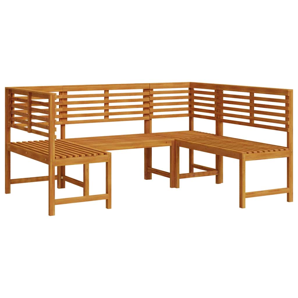 Garden Bench Set 3 pcs Brown Solid Acacia Wood