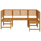Garden Bench Set 3 pcs Brown Solid Acacia Wood