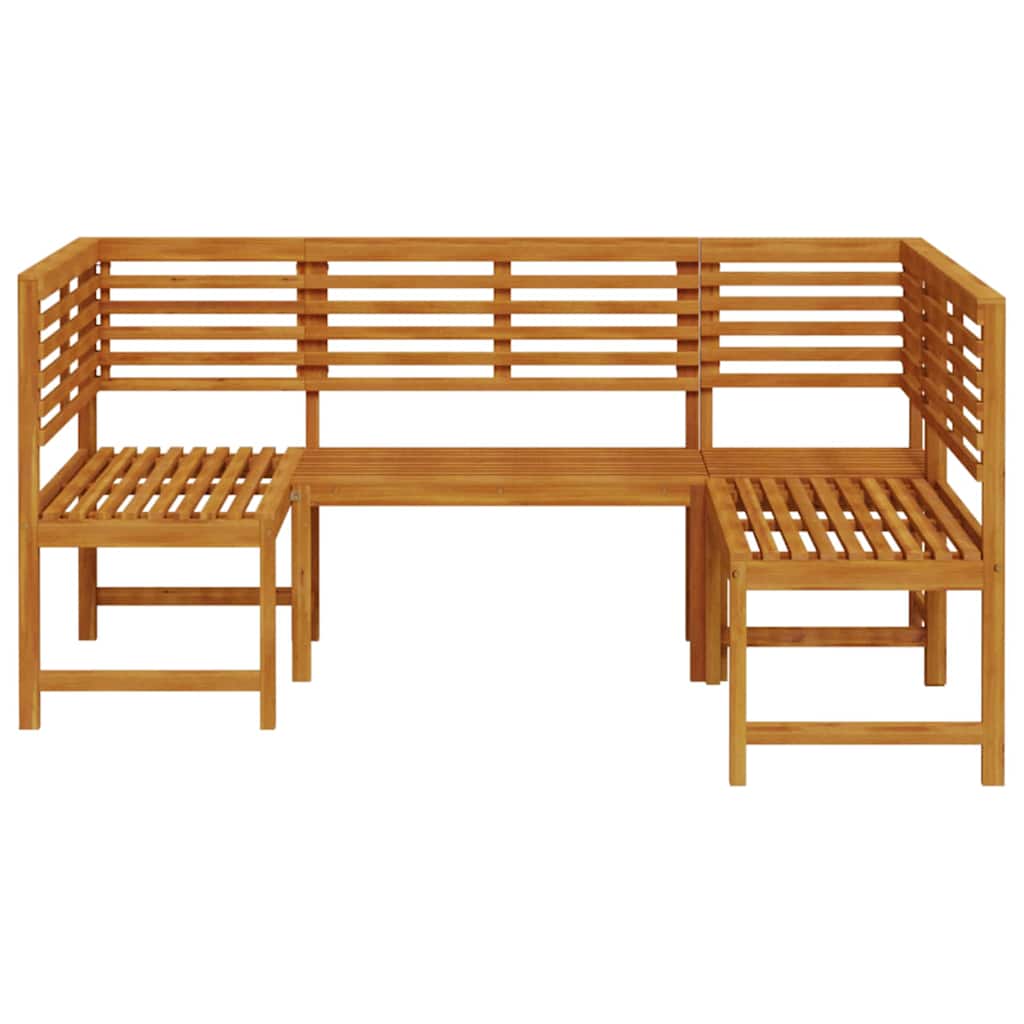 Garden Bench Set 3 pcs Brown Solid Acacia Wood