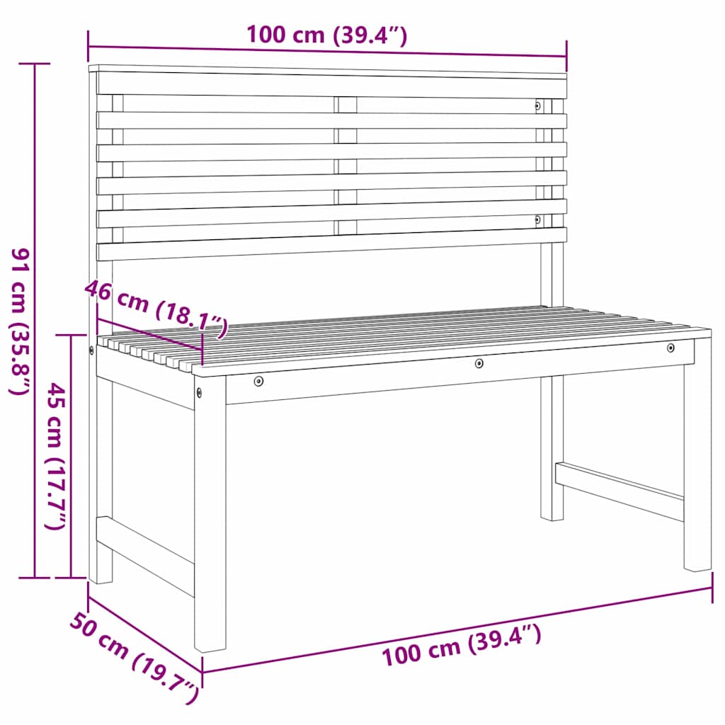 Garden Bench Set 3 pcs Brown Solid Acacia Wood