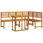 Garden Bench Set 3 pcs Brown Solid Acacia Wood