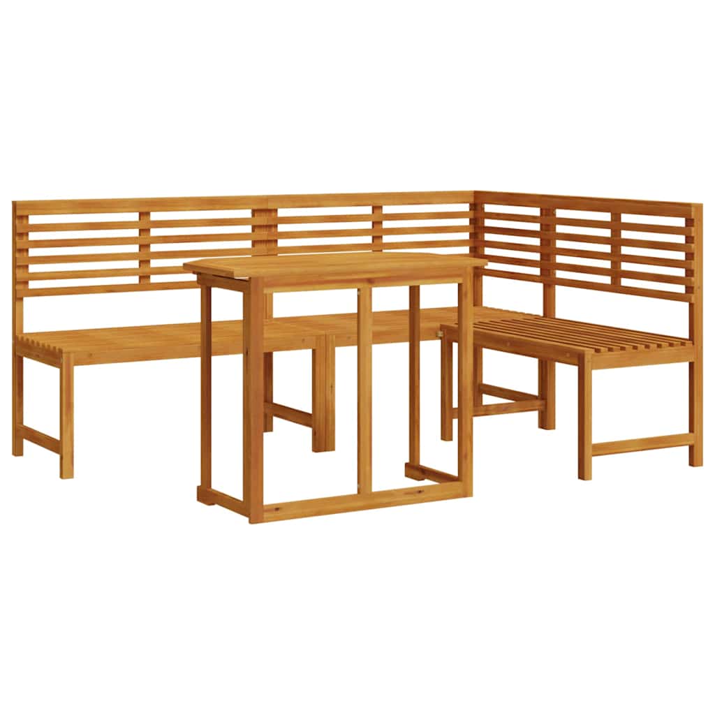 Garden Bench Set 3 pcs Brown Solid Acacia Wood