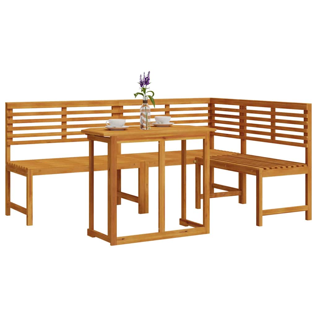 Garden Bench Set 3 pcs Brown Solid Acacia Wood