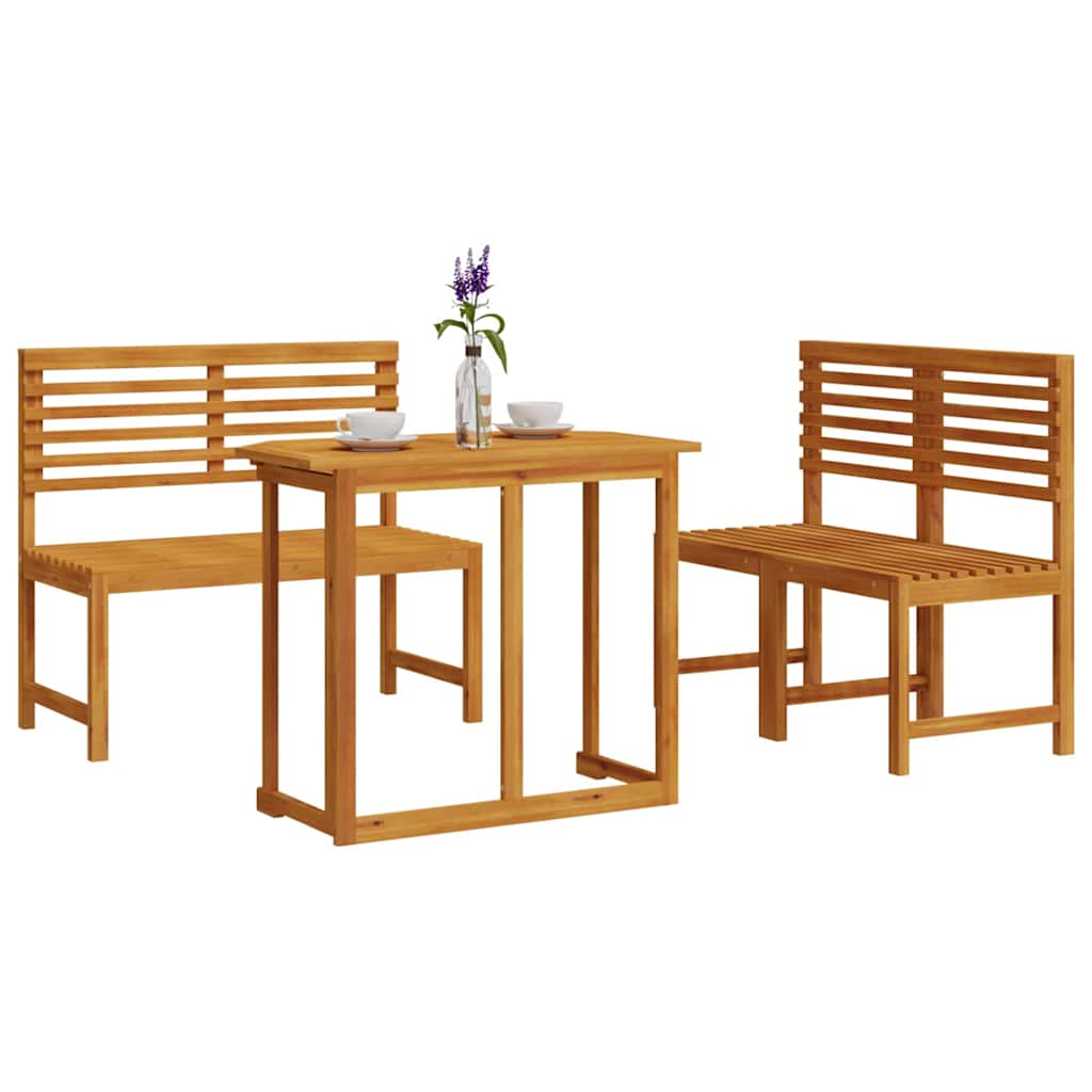 Garden Bistro Set 3 pcs Brown Solid Acacia Wood