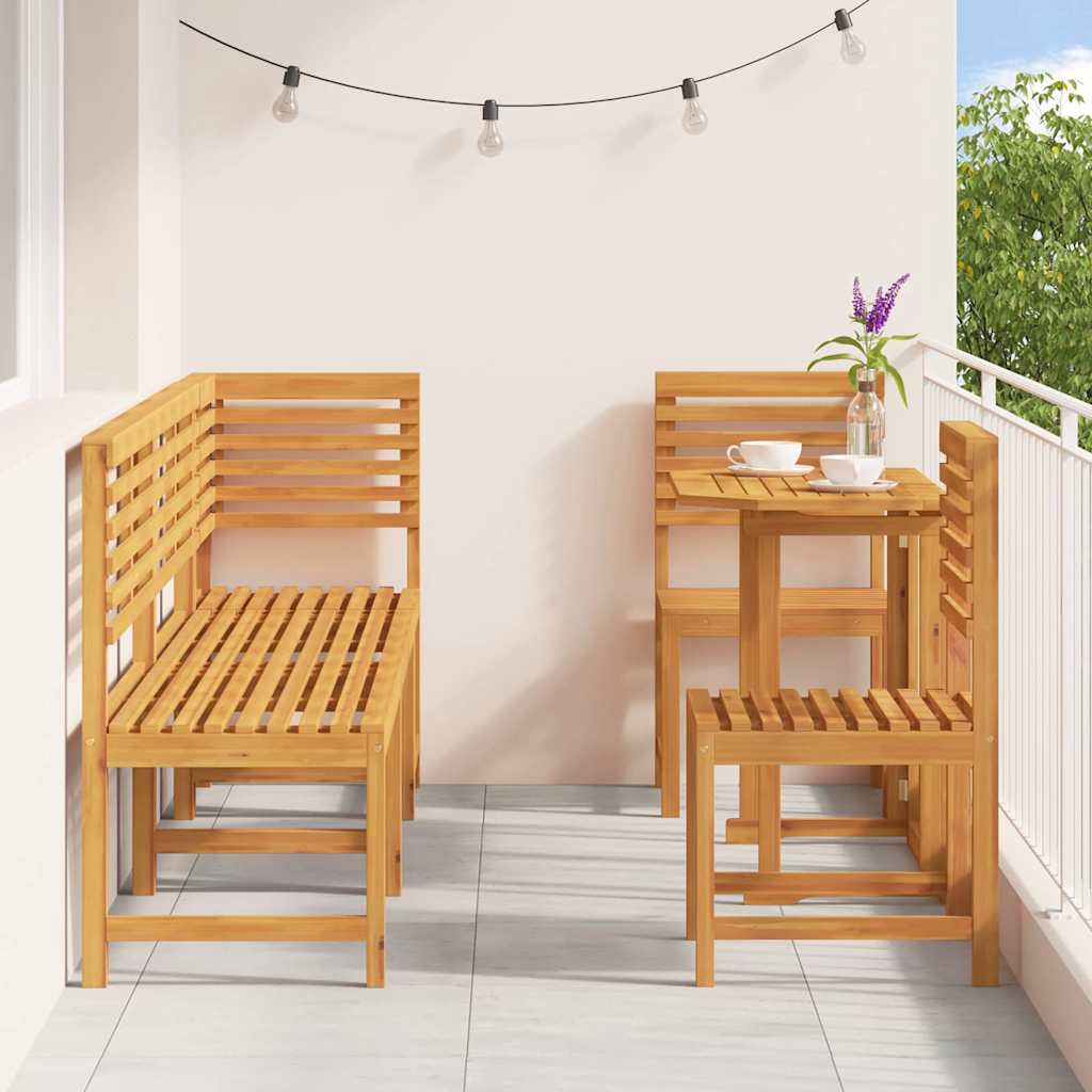 Garden Bistro Set 6 pcs Brown Solid Acacia Wood