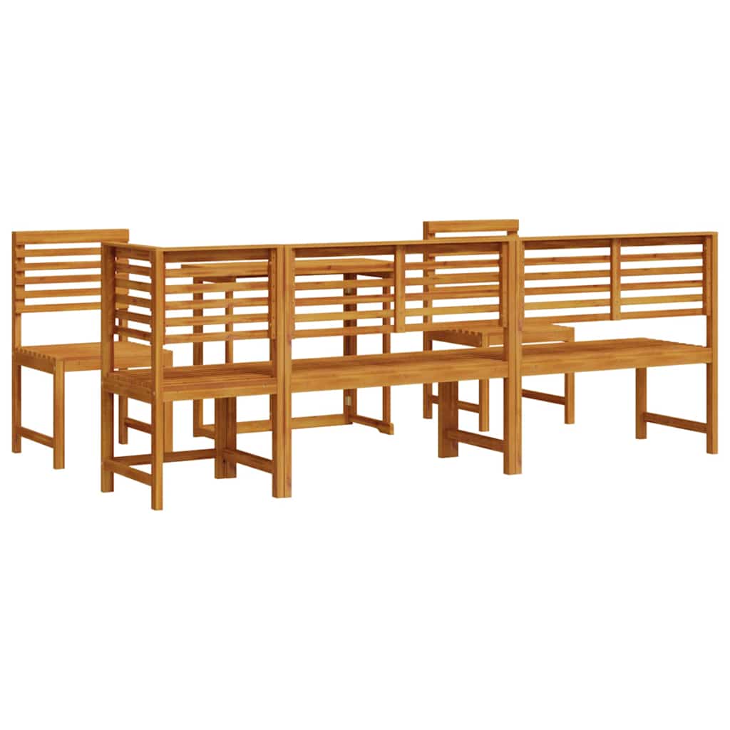 Garden Bistro Set 6 pcs Brown Solid Acacia Wood