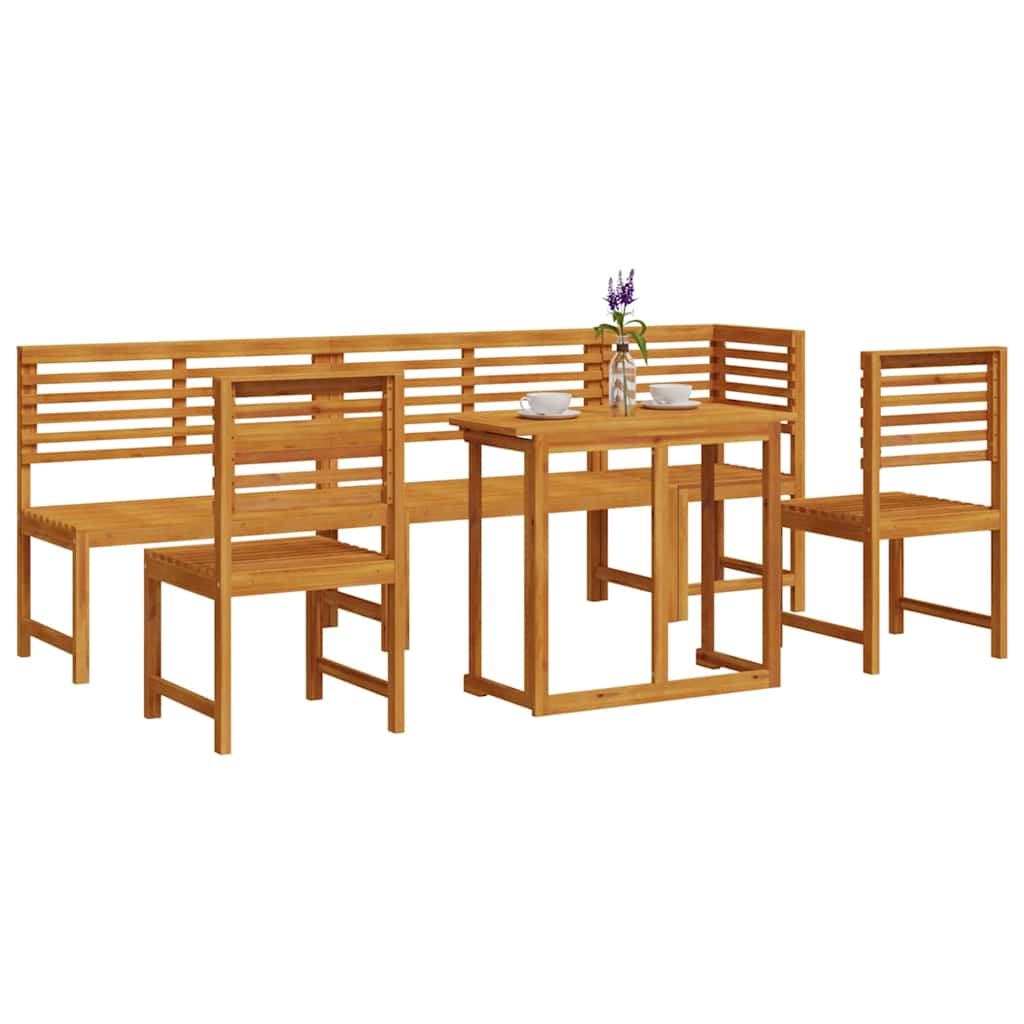 Garden Bistro Set 6 pcs Brown Solid Acacia Wood