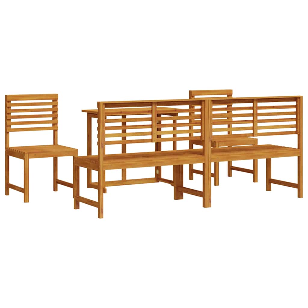 Garden Bistro Set 5 pcs Brown Solid Acacia Wood