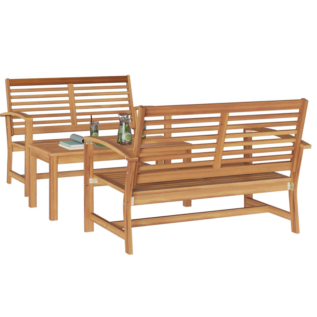 Garden Sofa Set 3 pcs Natural Solid Teak Wood