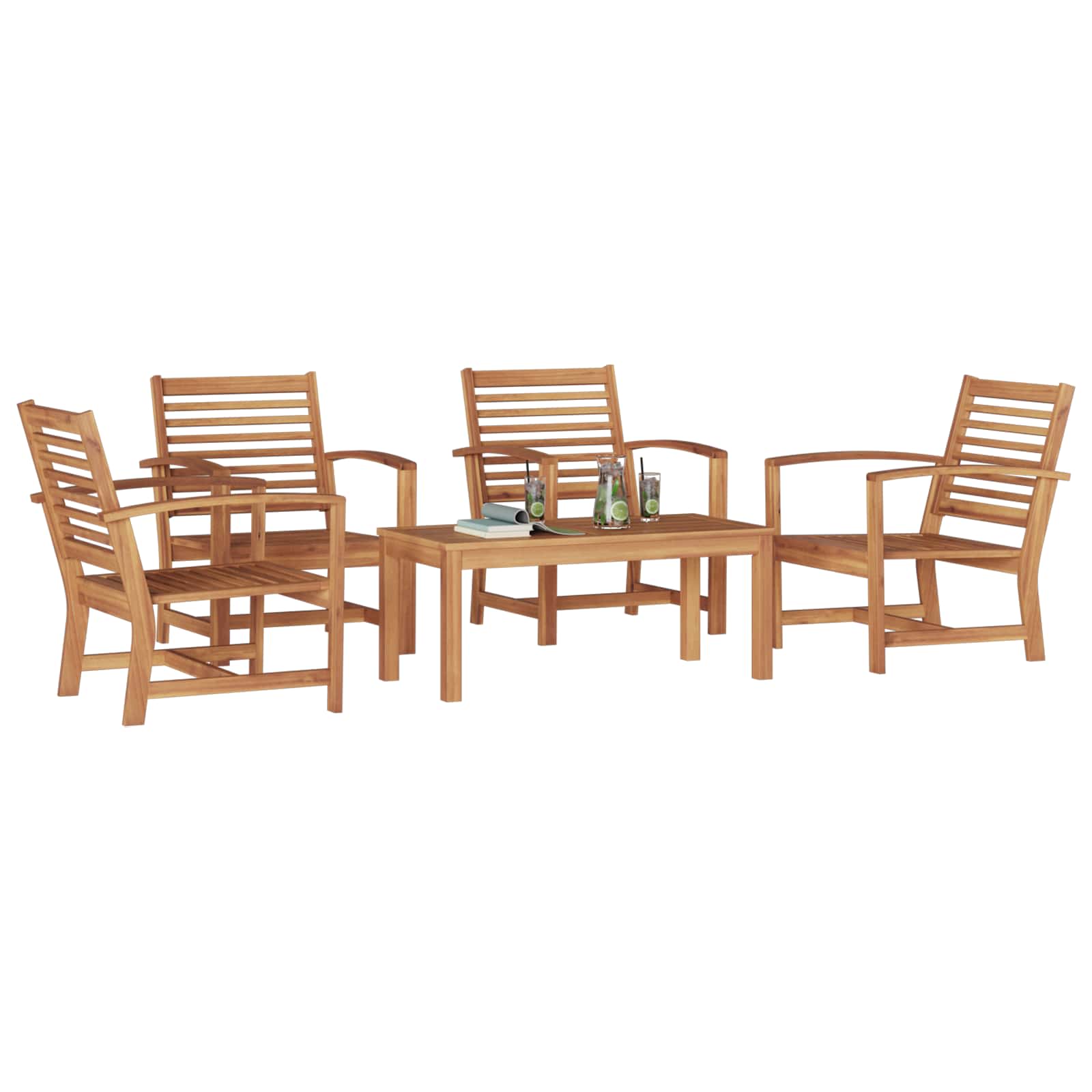 Garden Sofa Set 5 pcs Natural Solid Teak Wood