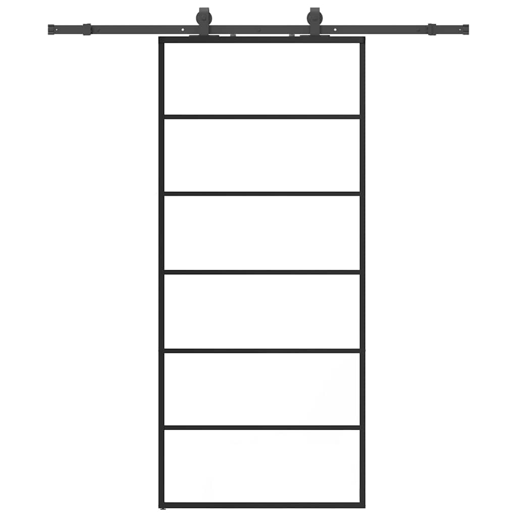 Sliding Door with Hardware Set Black 90x205 cm ESG Glass