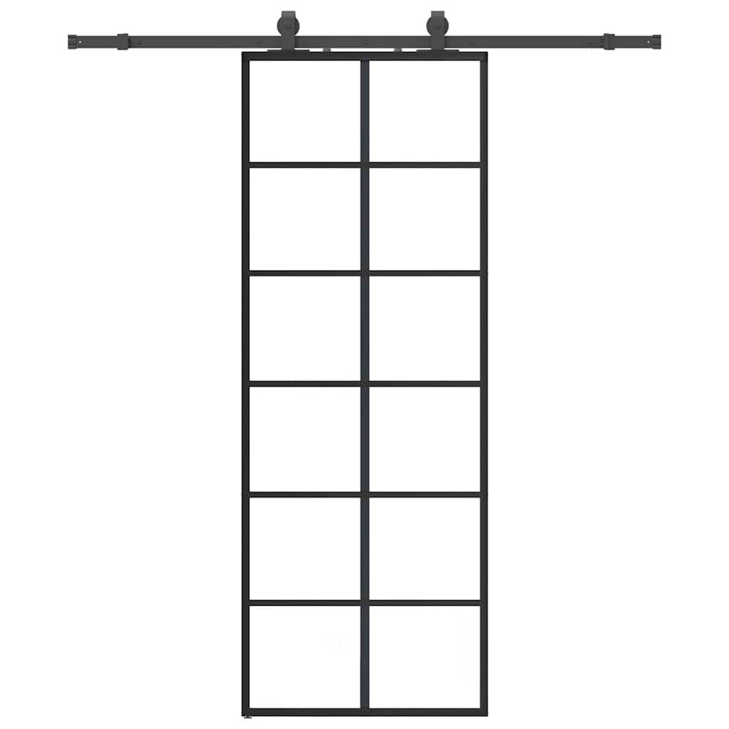 Sliding Door with Hardware Set Black 76x205 cm ESG Glass