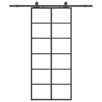 Sliding Door with Hardware Set Black 90x205 cm ESG Glass