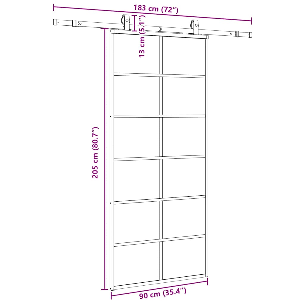 Sliding Door with Hardware Set Black 90x205 cm ESG Glass