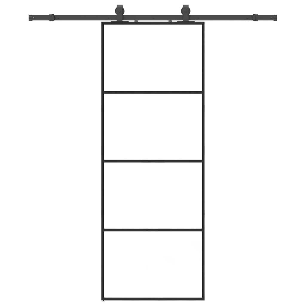 Sliding Door with Hardware Set Black 76x205 cm ESG Glass