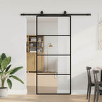 Sliding Door with Hardware Set Black 90x205 cm ESG Glass