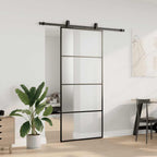 Sliding Door with Hardware Set Black 90x205 cm ESG Glass
