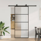 Sliding Door with Hardware Set Black 90x205 cm ESG Glass