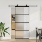 Sliding Door with Hardware Set Black 90x205 cm ESG Glass