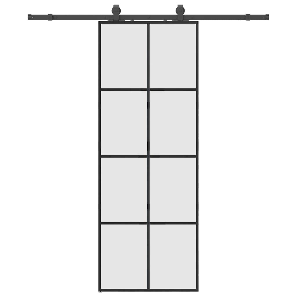 Sliding Door with Hardware Set Black 76x205 cm ESG Glass