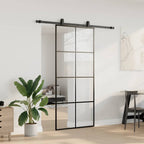 Sliding Door with Hardware Set Black 90x205 cm ESG Glass