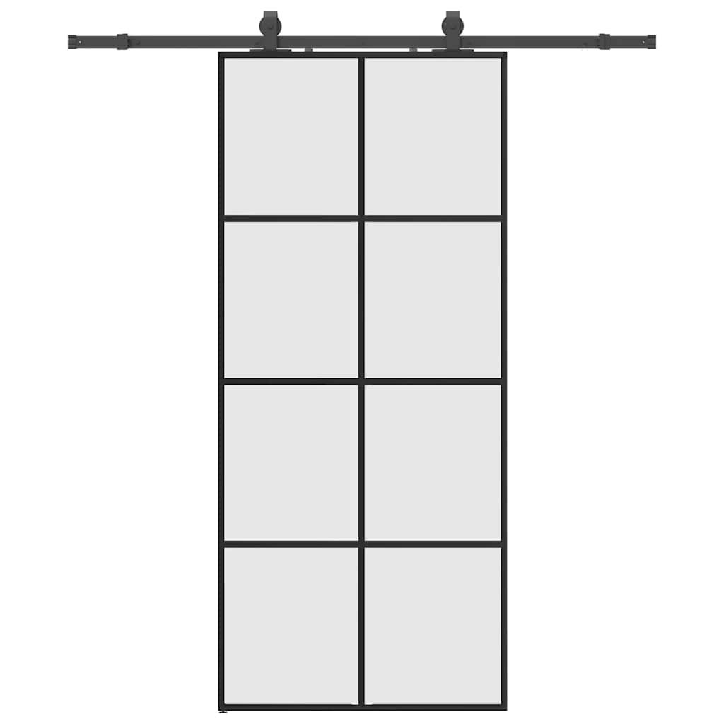 Sliding Door with Hardware Set Black 90x205 cm ESG Glass