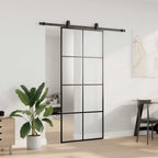 Sliding Door with Hardware Set Black 90x205 cm ESG Glass