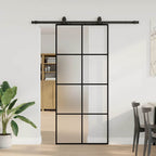 Sliding Door with Hardware Set Black 90x205 cm ESG Glass