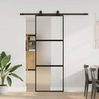Sliding Door with Hardware Set Black 76x205 cm Tempered Glass