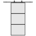 Sliding Door with Hardware Set Black 90x205 cm Tempered Glass