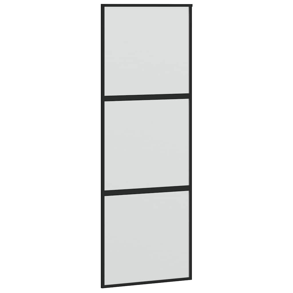Sliding Door with Hardware Set Black 90x205 cm Tempered Glass